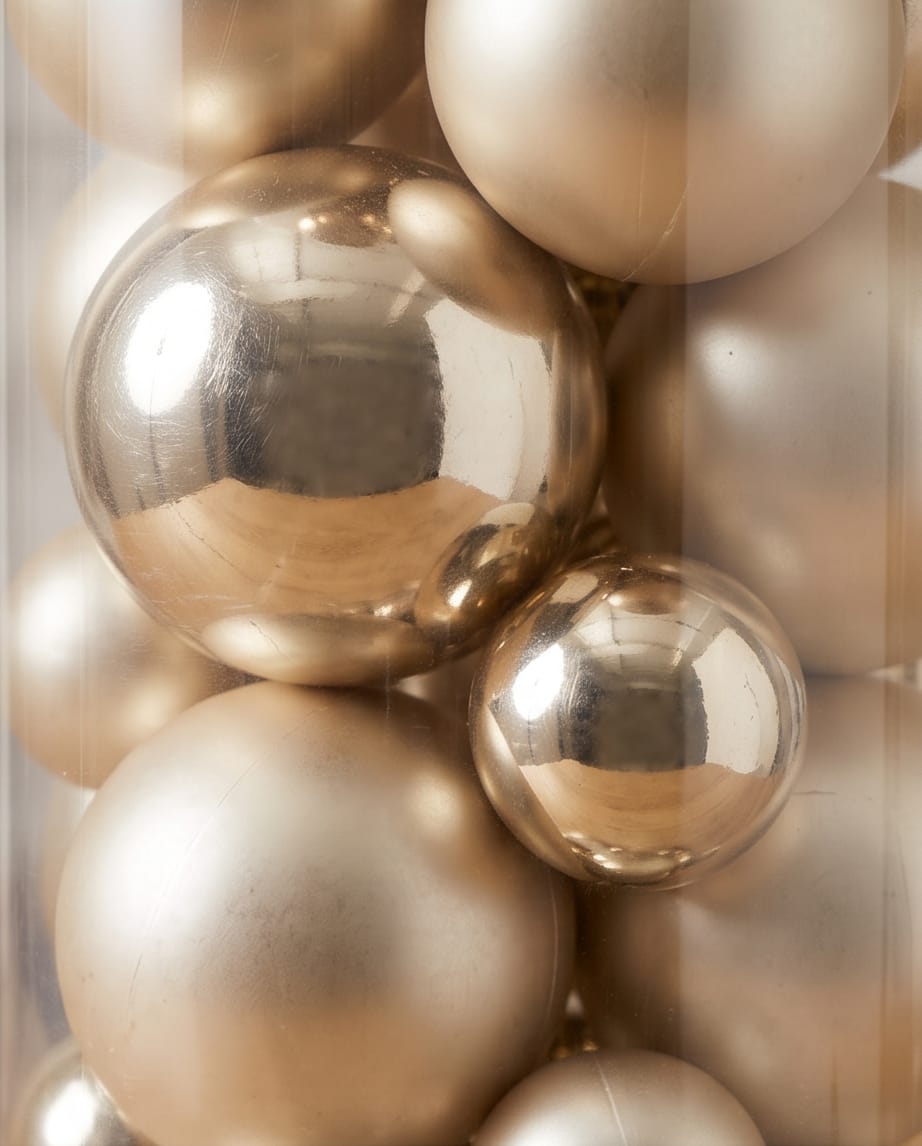 Set of 56 Gold & Champagne Christmas Ball Ornaments – Mixed Sizes #CD4533