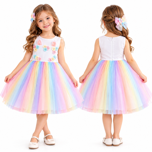 Unicorn Princess Dress – Rainbow Tulle Costume #LC4356