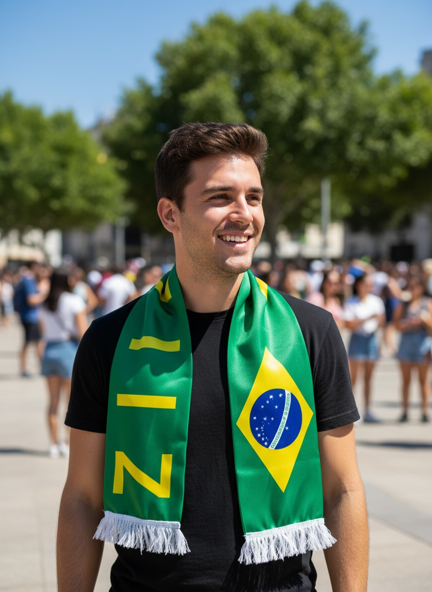 Brazil Fan Scarf – 143 × 14 cm #FS3257