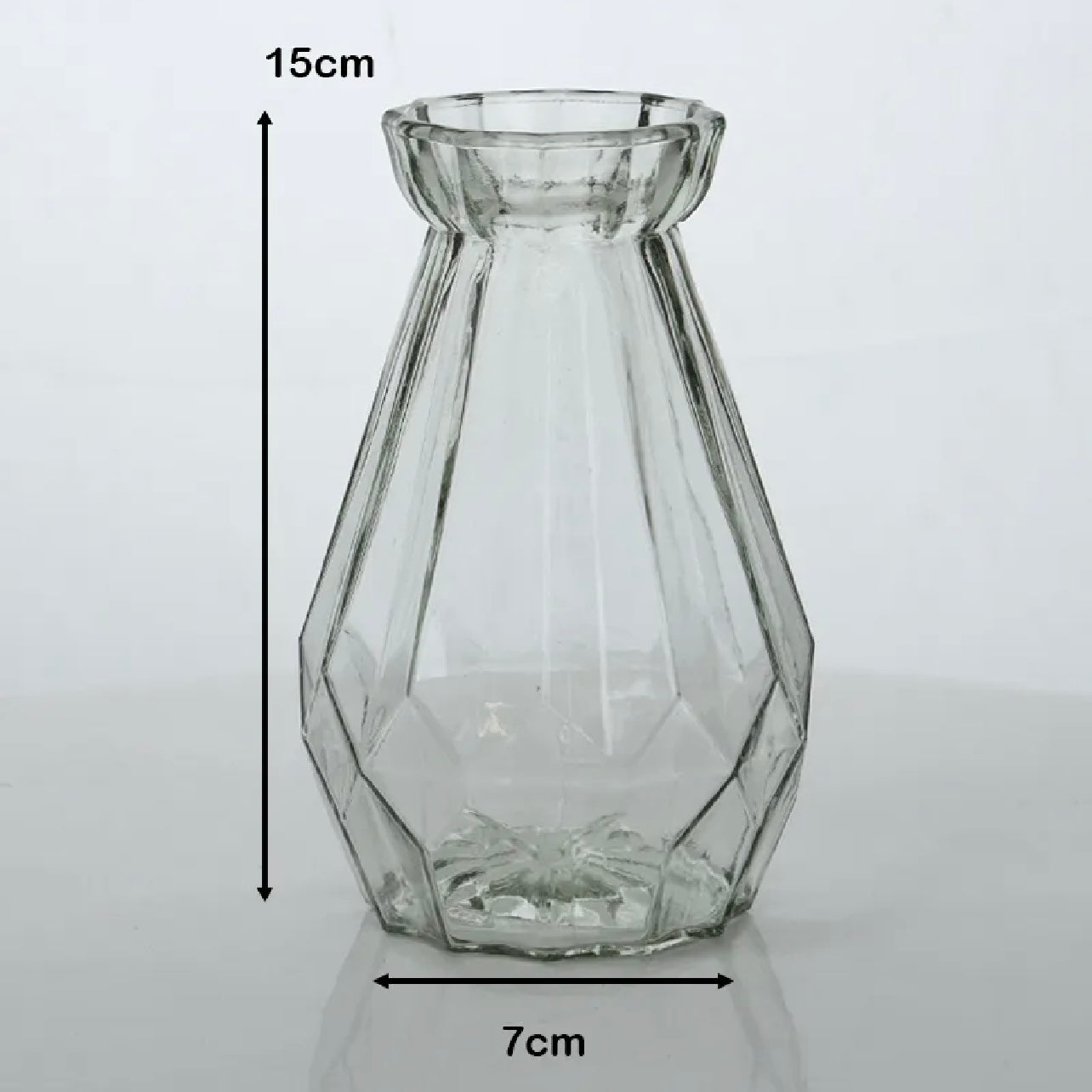 Elegant Diamond Design Flower Desk Decorative Glass Vase 15x7cm, Transparent #GV2803