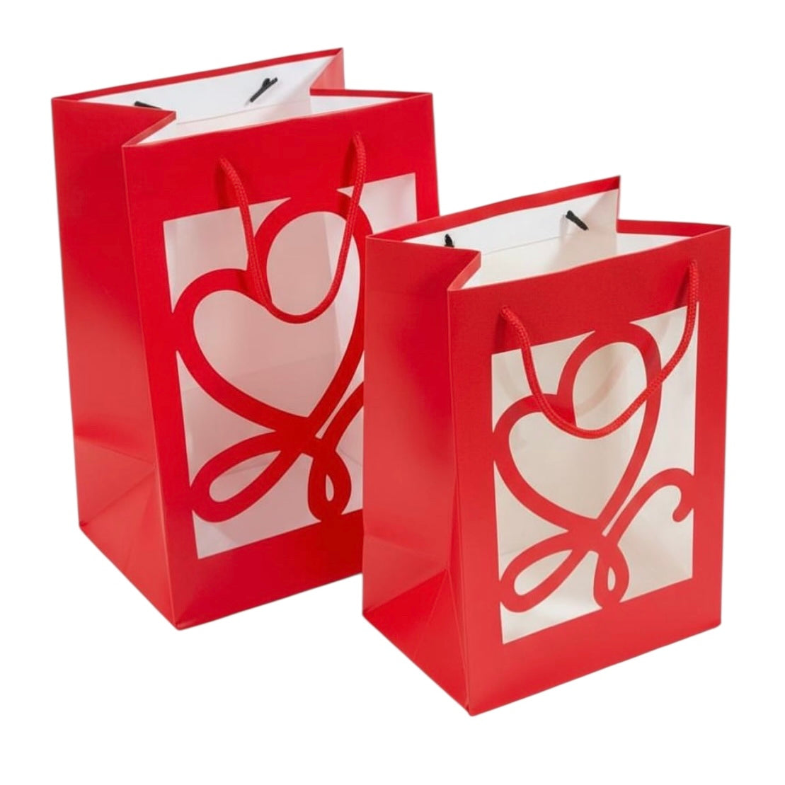 Luxury Heart Window Gift Bag – Red & White #GB2694