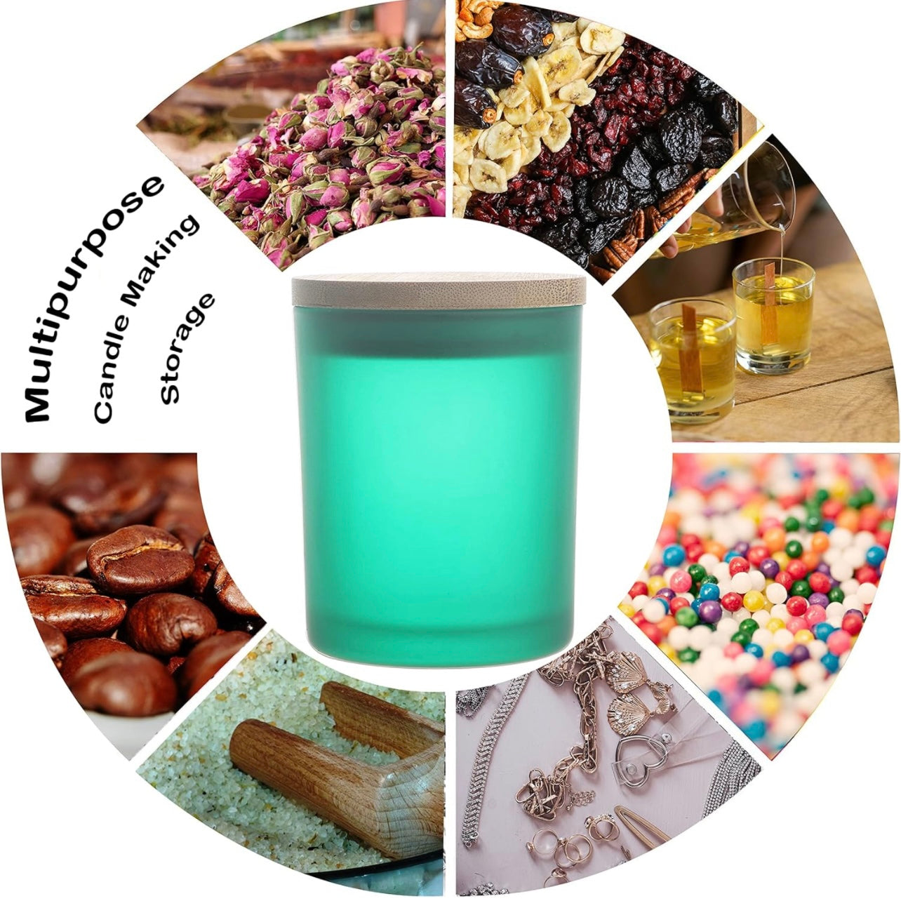 8oz Frosted Green Glass Jar With Lid #GJ1445