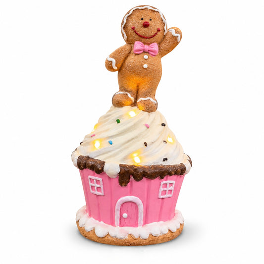 Light-Up Gingerbread Girl on Cupcake House – 50cm #CD4525