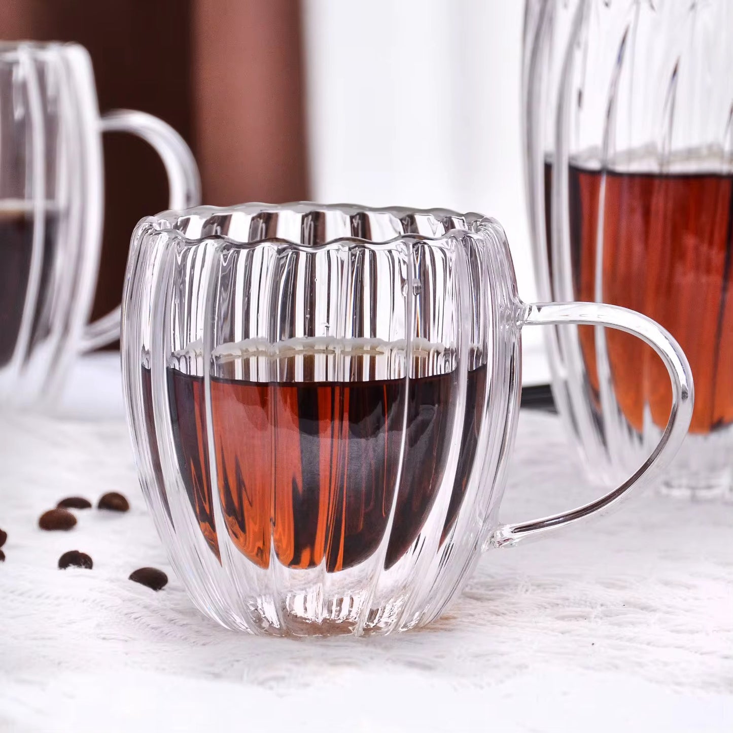 Double Wall Ribbed Glass Mug Collection  #GM3964