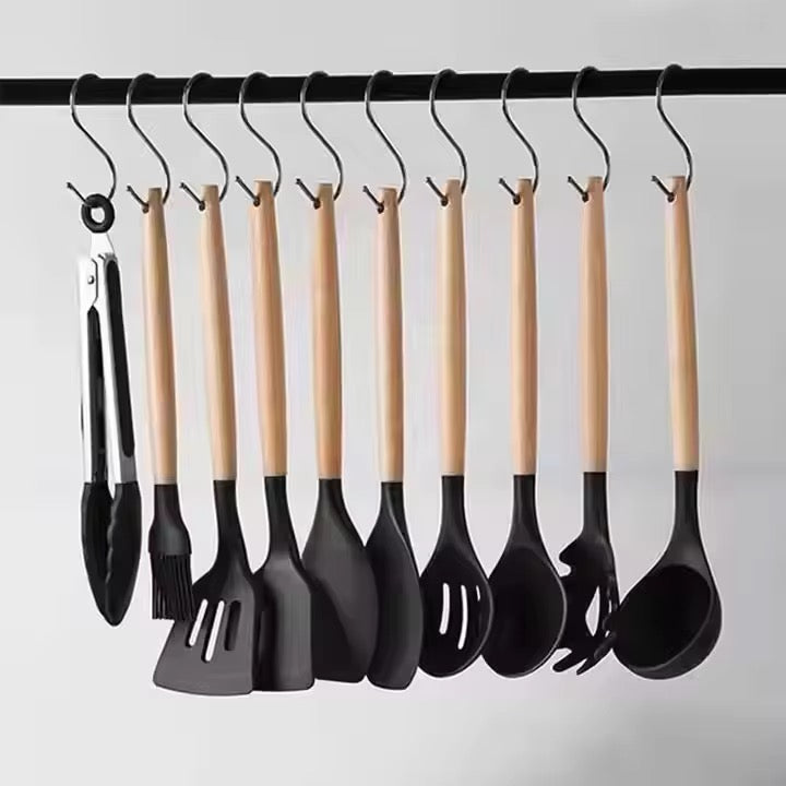 12-Piece Silicone Kitchen Utensil Set with Organizer Holder #GS3940