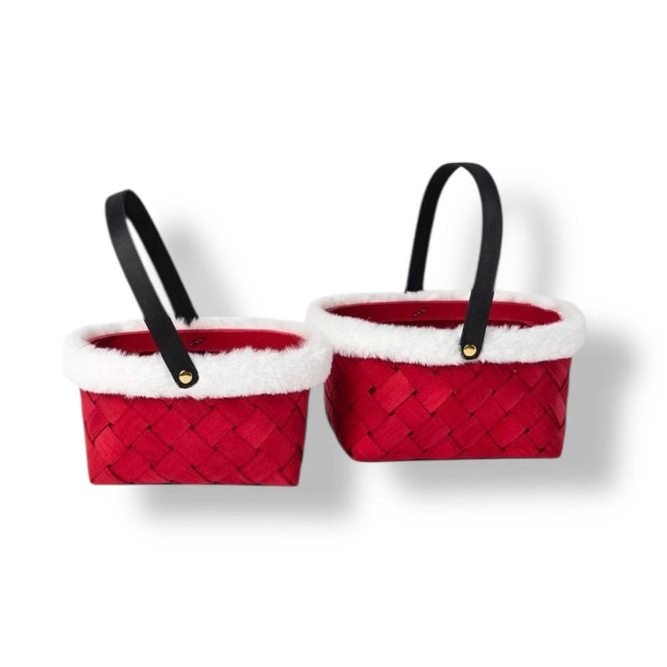 Set/2pcs - Christmas wooden Basket #FB2295