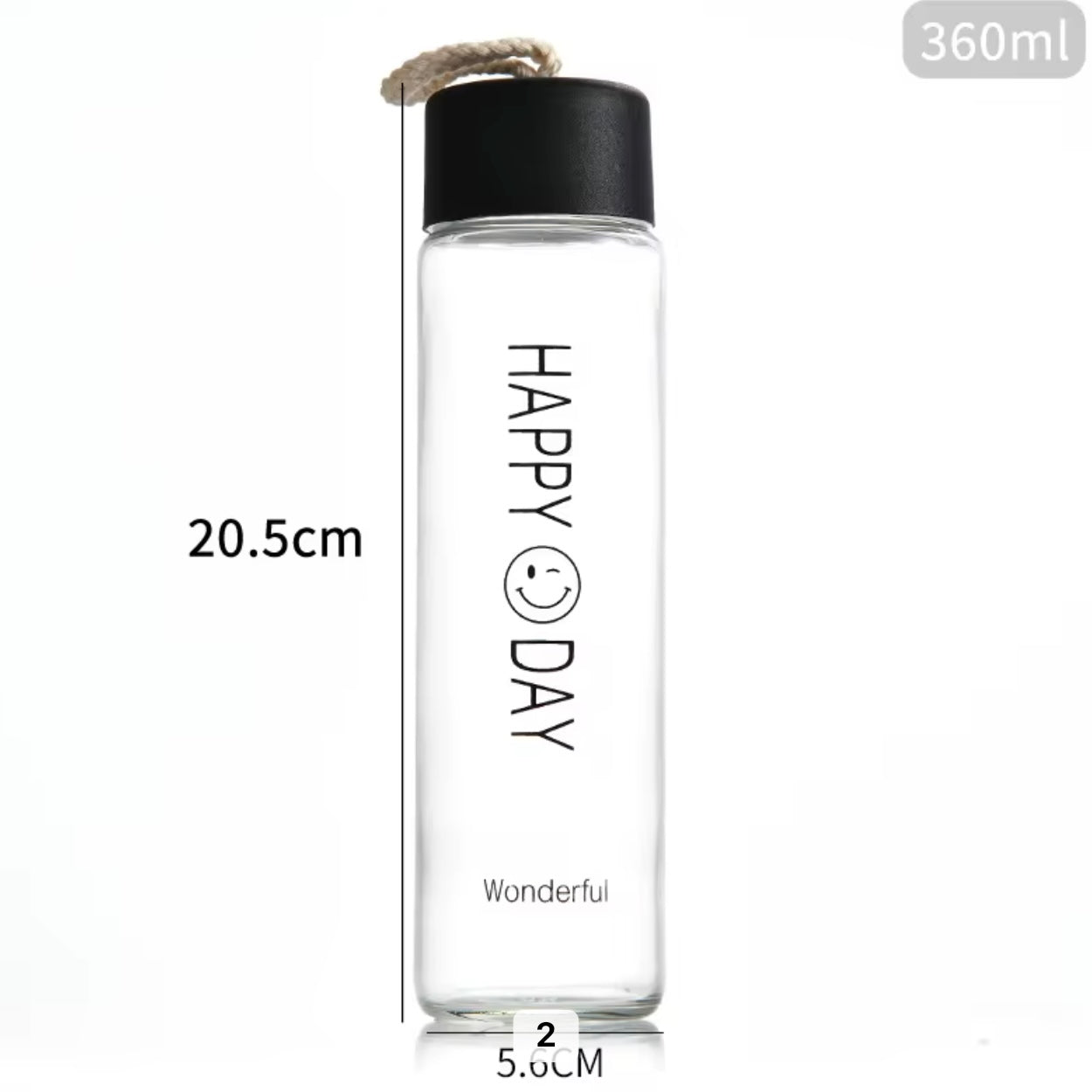 360ml Frosted Glass Water Bottle #GB2008