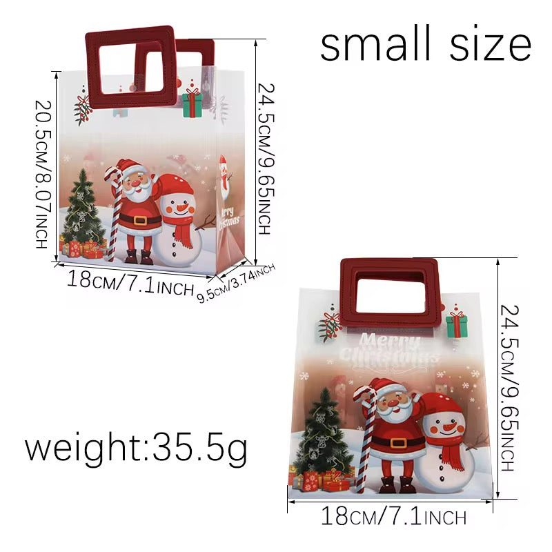 Christmas Frosted Gift Bag with Square Handle – Santa & Snowman Design #GB2236