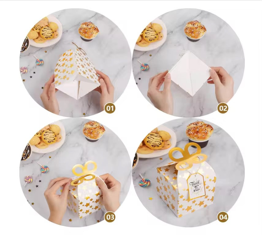 X12pcs Golden Party Favor Boxes #GB2505
