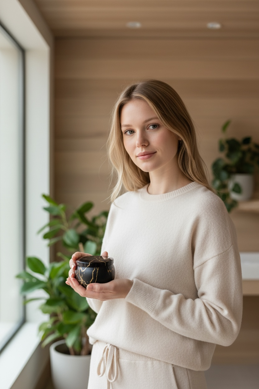 Marble Design Candle Jar with Lid #AJ2506