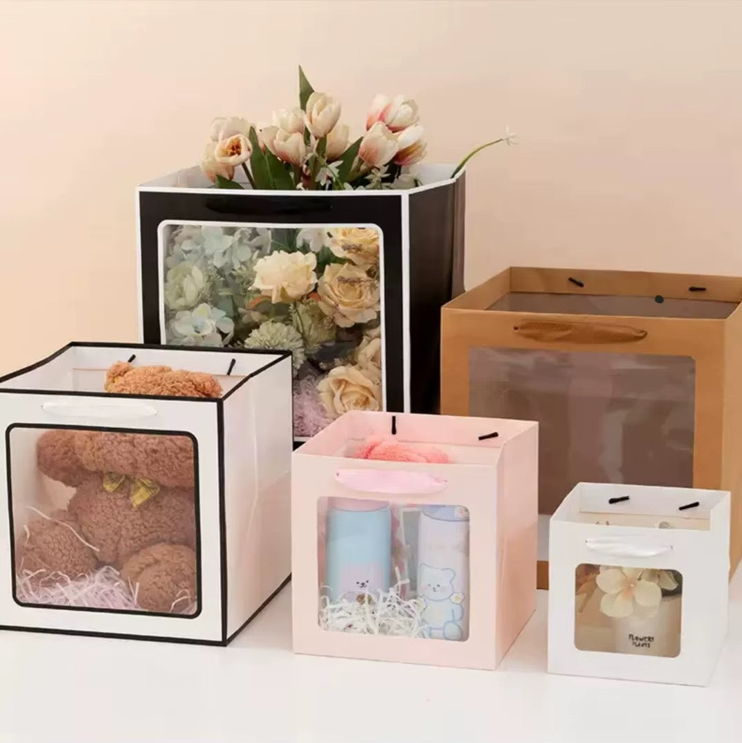 X12pcs Luxury Square Gift Bags with Satin Ribbon Handles #WB4202