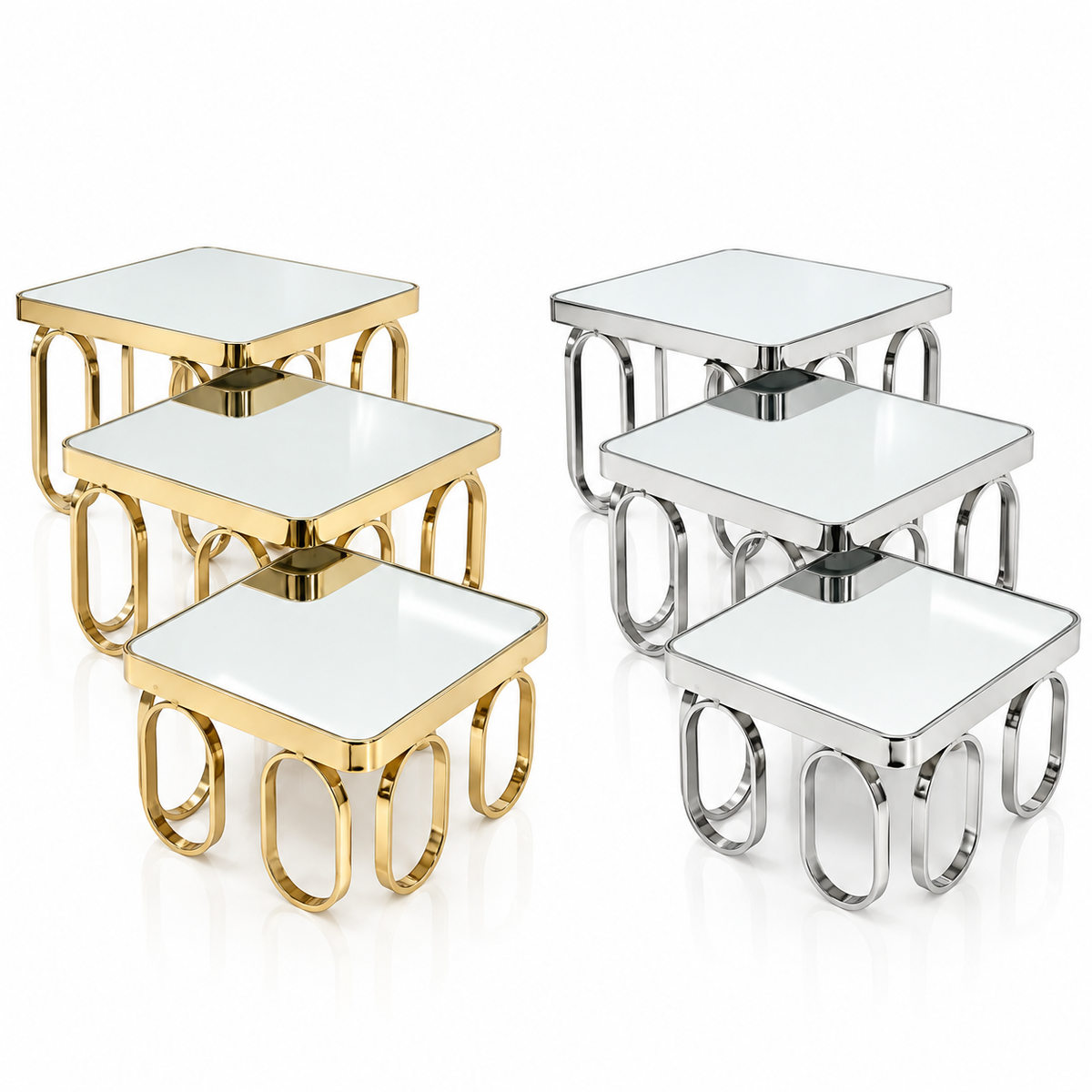 Set of 3 Square Mirrored Display Stands #DS4225