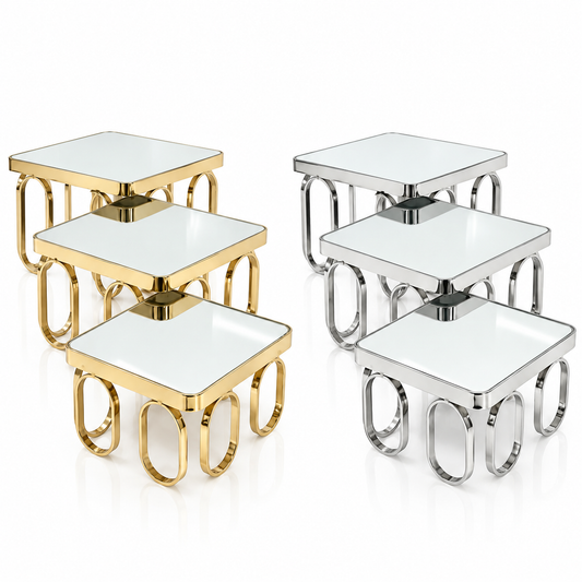 Set of 3 Square Mirrored Display Stands #DS4225