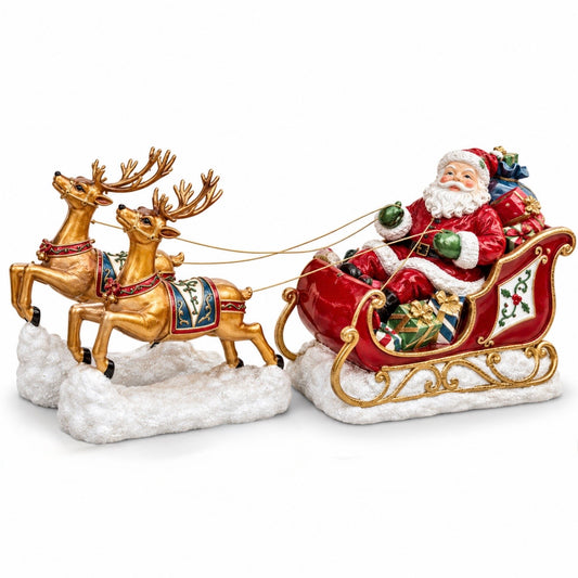 Santa Claus Sleigh with Golden Reindeer – Christmas Decoration #CD4522