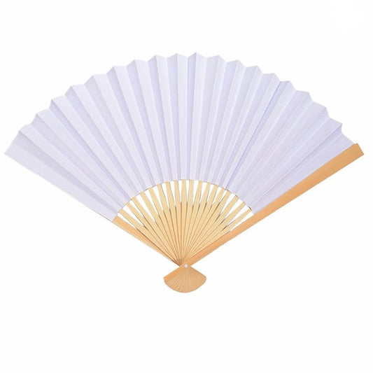White Bamboo Handheld Fans Vintage #HF3279