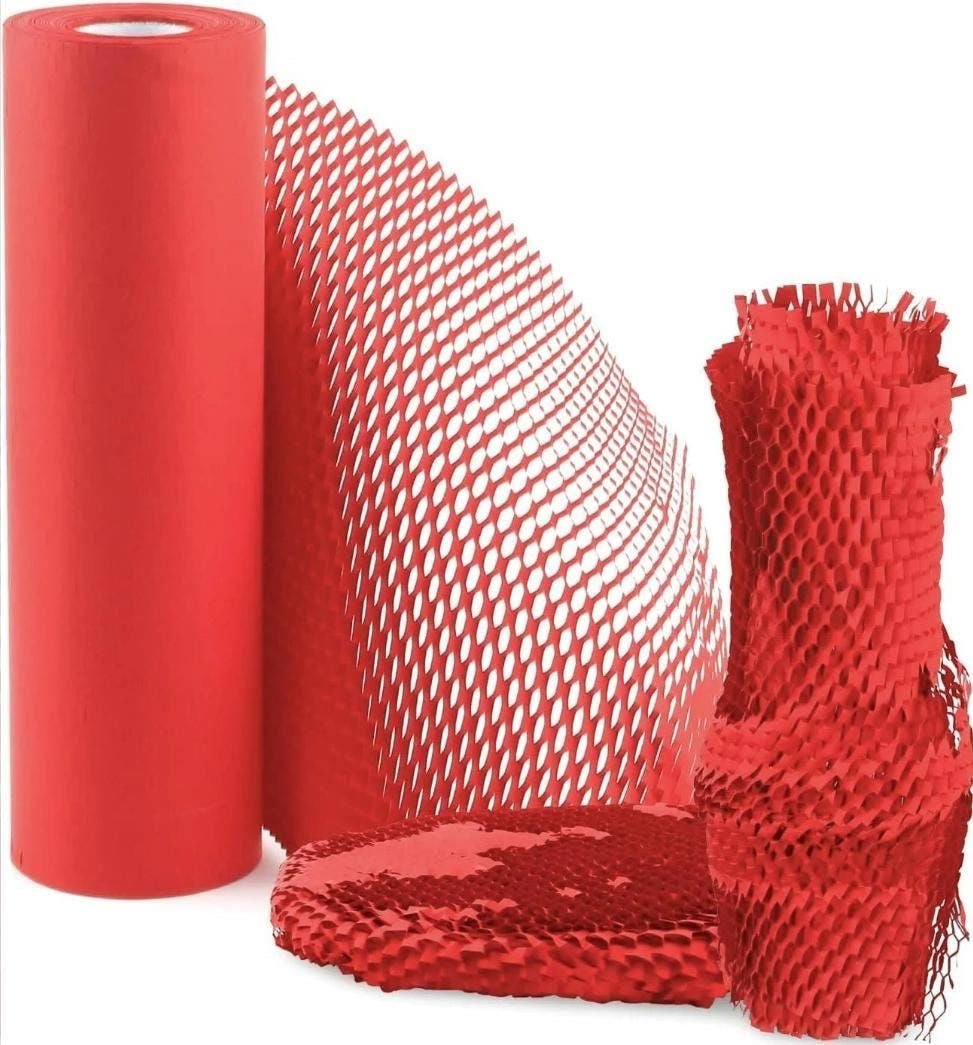 10m x 50cm Red Honeycomb Kraft Paper #WP1341