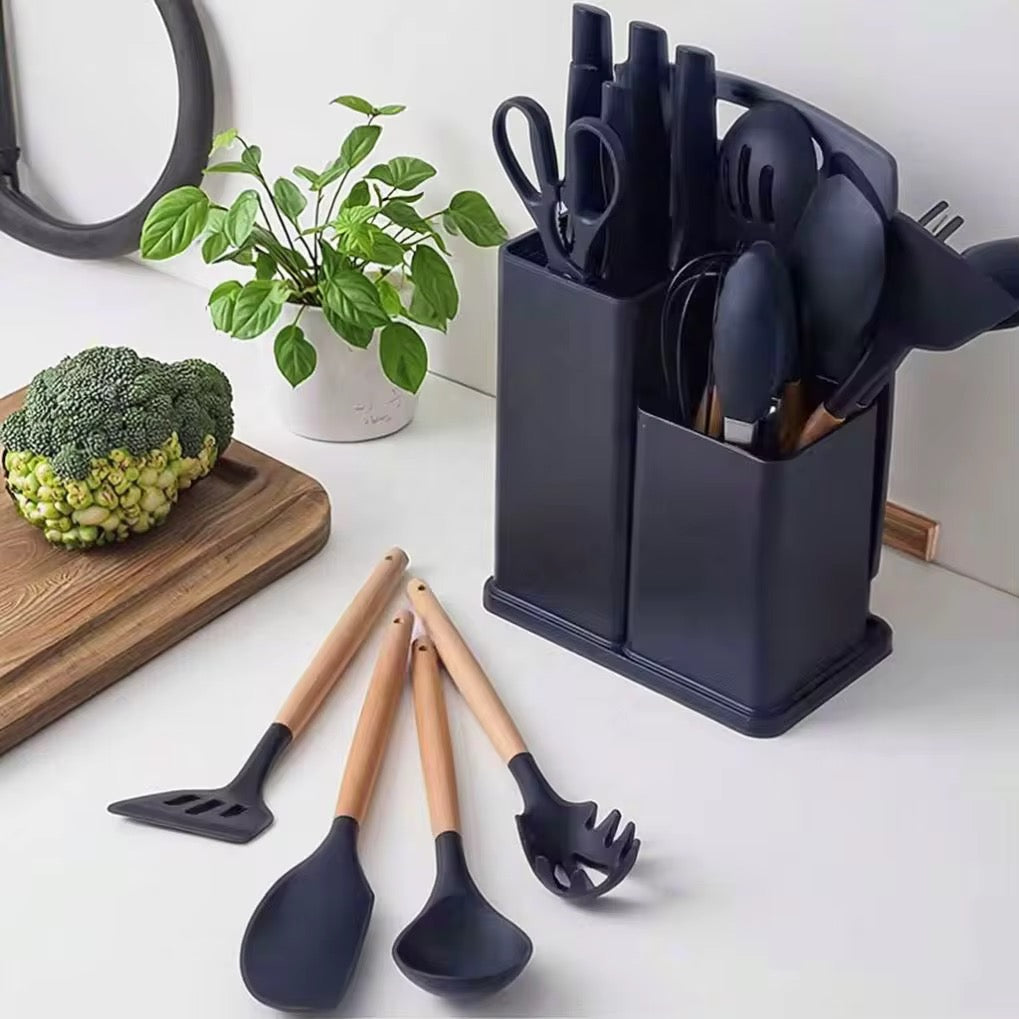 12-Piece Silicone Kitchen Utensil Set with Organizer Holder #GS3940