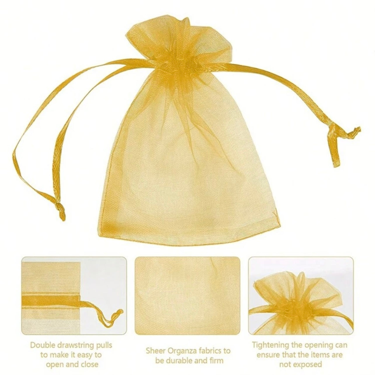 Gold Organza Bag x12pcs