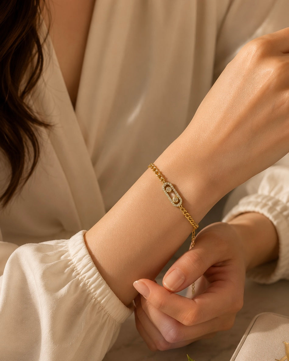 18K Gold Plated Clover Bracelet #GB3859