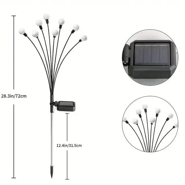 Solar Powered 6 LED Firefly Shaped Lawn Light With Wind Motion, Ground Insert Garden Decor Festival Swing Lamp #SL1448