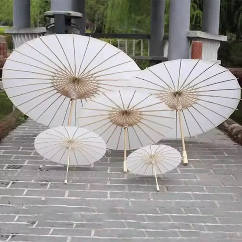 Elegant White Paper Parasol Umbrella , Wedding & Event Decoration #WU3951