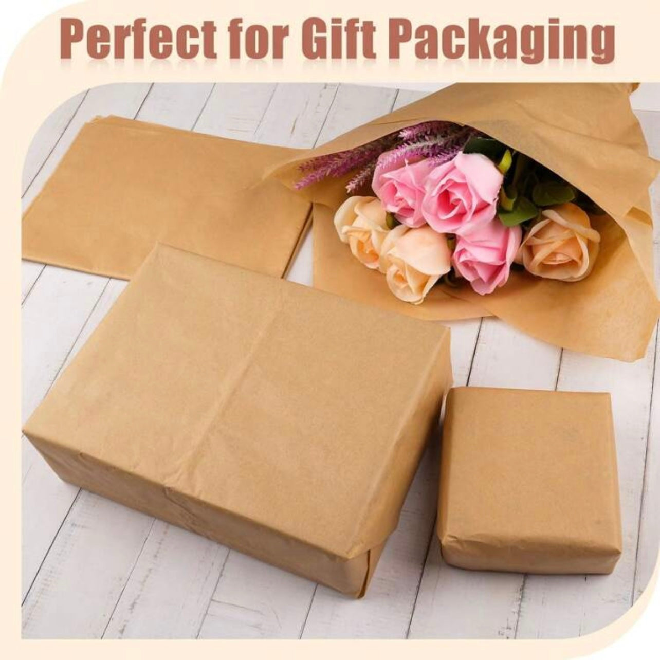 100 Sheets Khaki Tissue Paper 35 X 50 Cm #WP1438