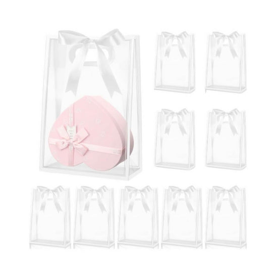 X12pcs - Clear PVC Gift Bags with Satin Ribbon #PB4000
