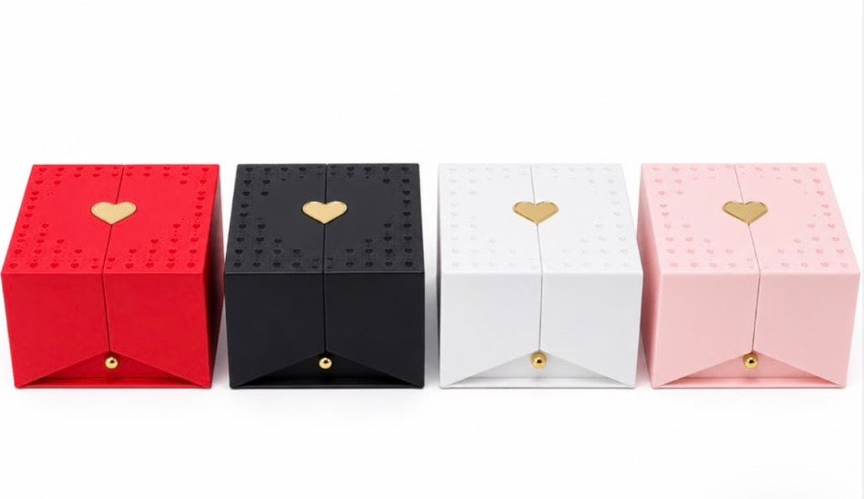 Luxury Heart-Shaped Closure Gift Box with Rose & Jewelry Compartments #JW4494