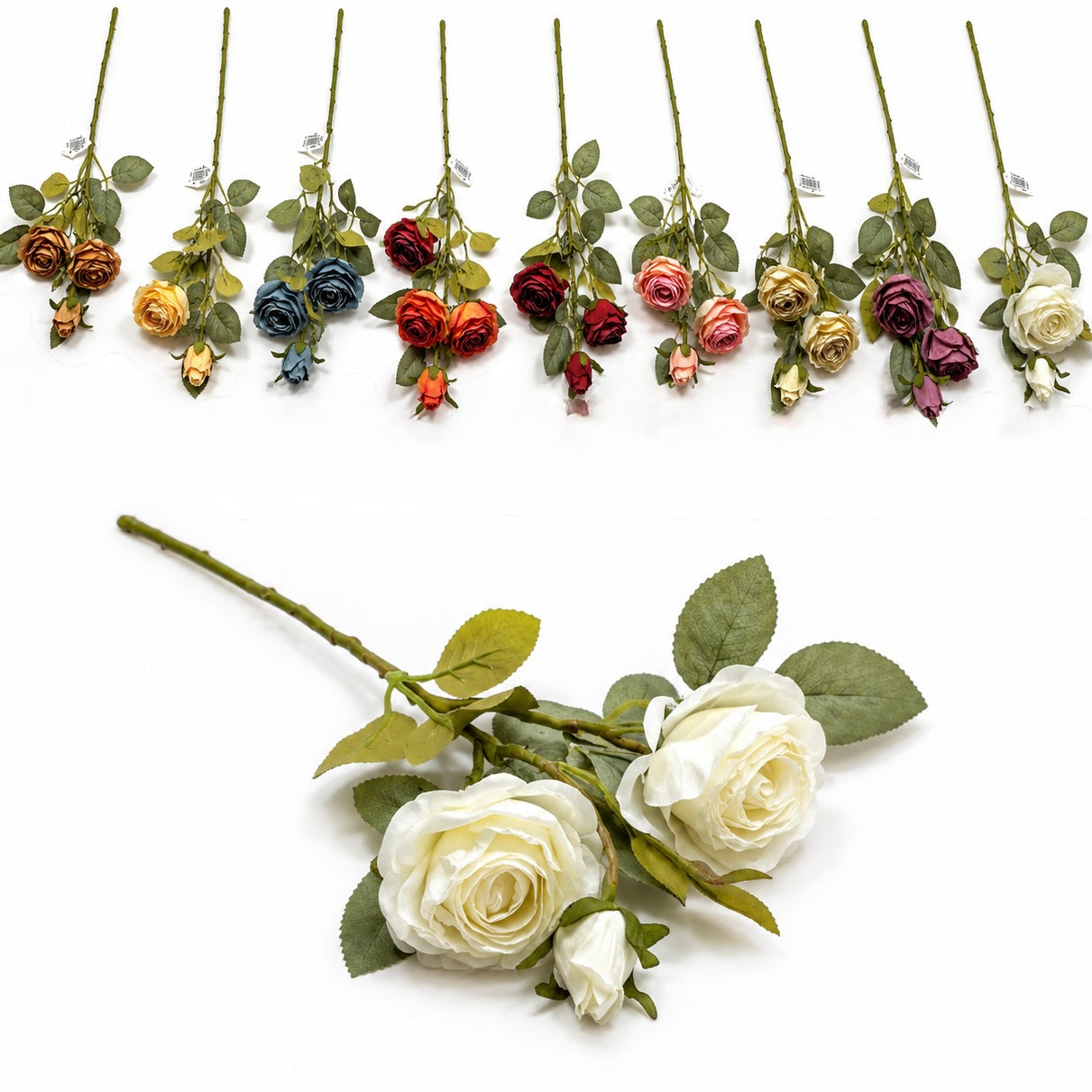 Artificial Rose Stem with Leaves #AF4107
