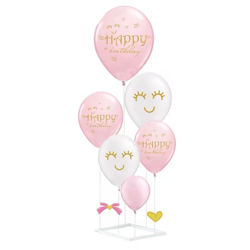 X6pcs Pink/White Balloons with stand #DB2388