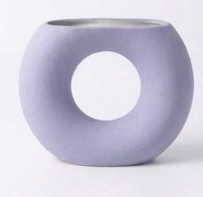 Modern Donut Ceramic Vase – Minimalist Hollow Center Design #CV3228