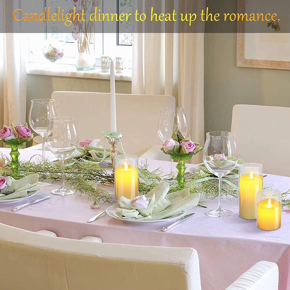 3pcs - Set / LED Flameless Candle with Remote Control #EC4103