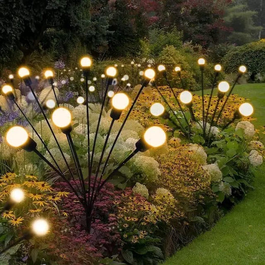 Solar Powered 6 LED Firefly Shaped Lawn Light With Wind Motion, Ground Insert Garden Decor Festival Swing Lamp #SL1448