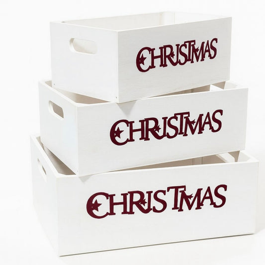 Set/3pcs - Wooden Christmas Box #CB2081