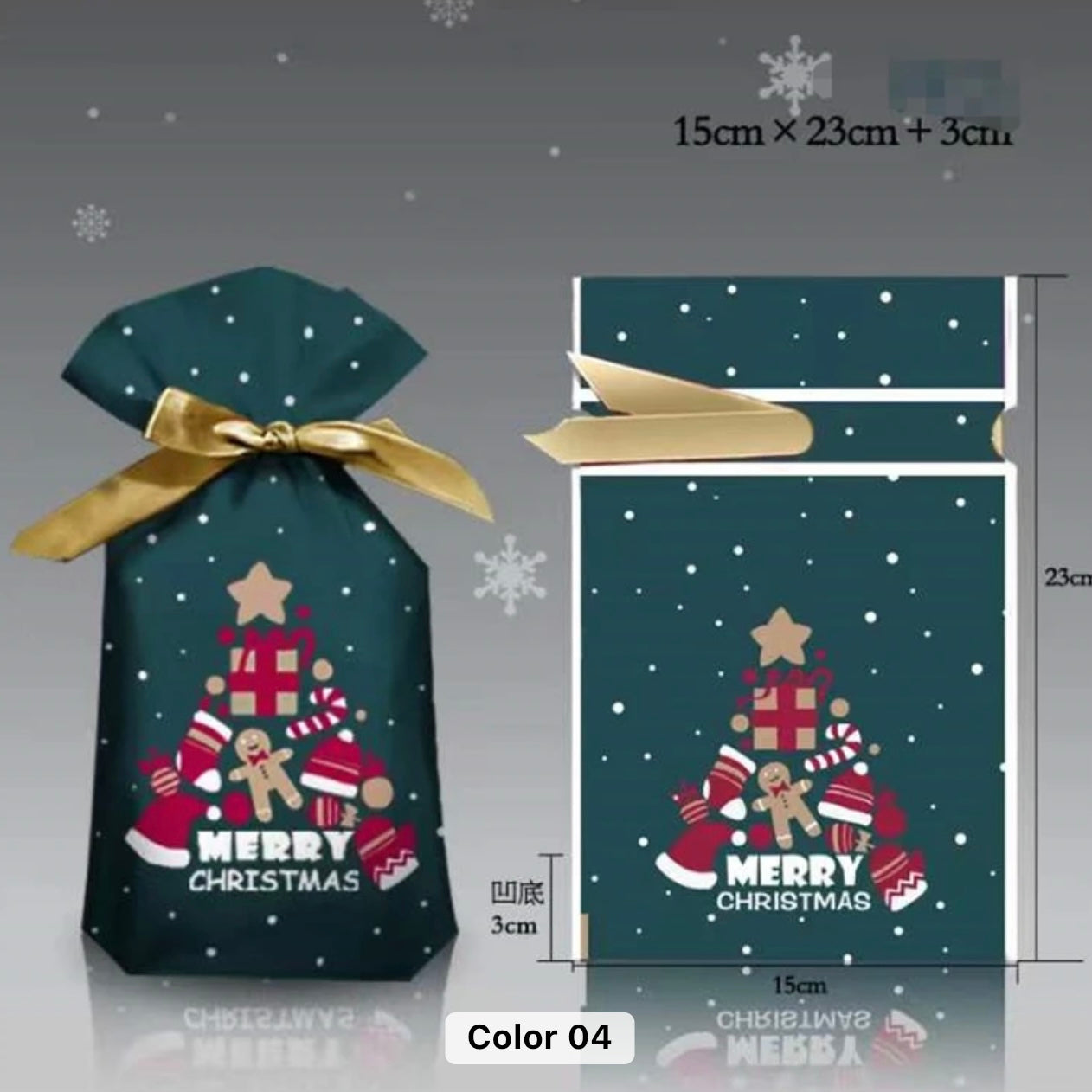 X12pcs - Mix Christmas Drawstring Ribbon Reusable Christmas Gift Bags #CB1552