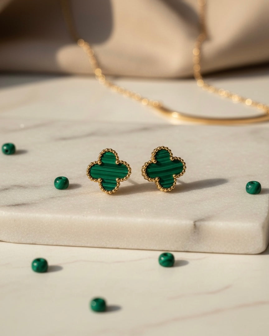 Emerald Clover Stud Earrings #SE3852