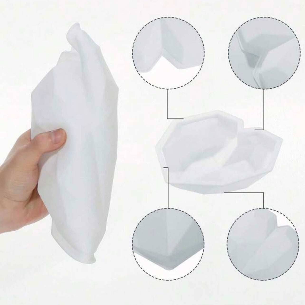 7.8” Chocolate Diamond Heart Silicone Molds With 1 Mini Wooden Hammer  #SM1657