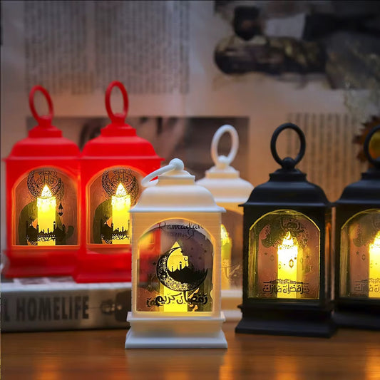 1pc White Plastic LED Decoration Lantern, Retro LED Vintage Lantern For Ramadan #RT1842