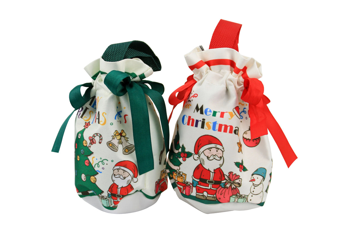 X1pc / Christmas Drawstring Gift Bag with Ribbon Handle – Festive Santa Design #JB2911