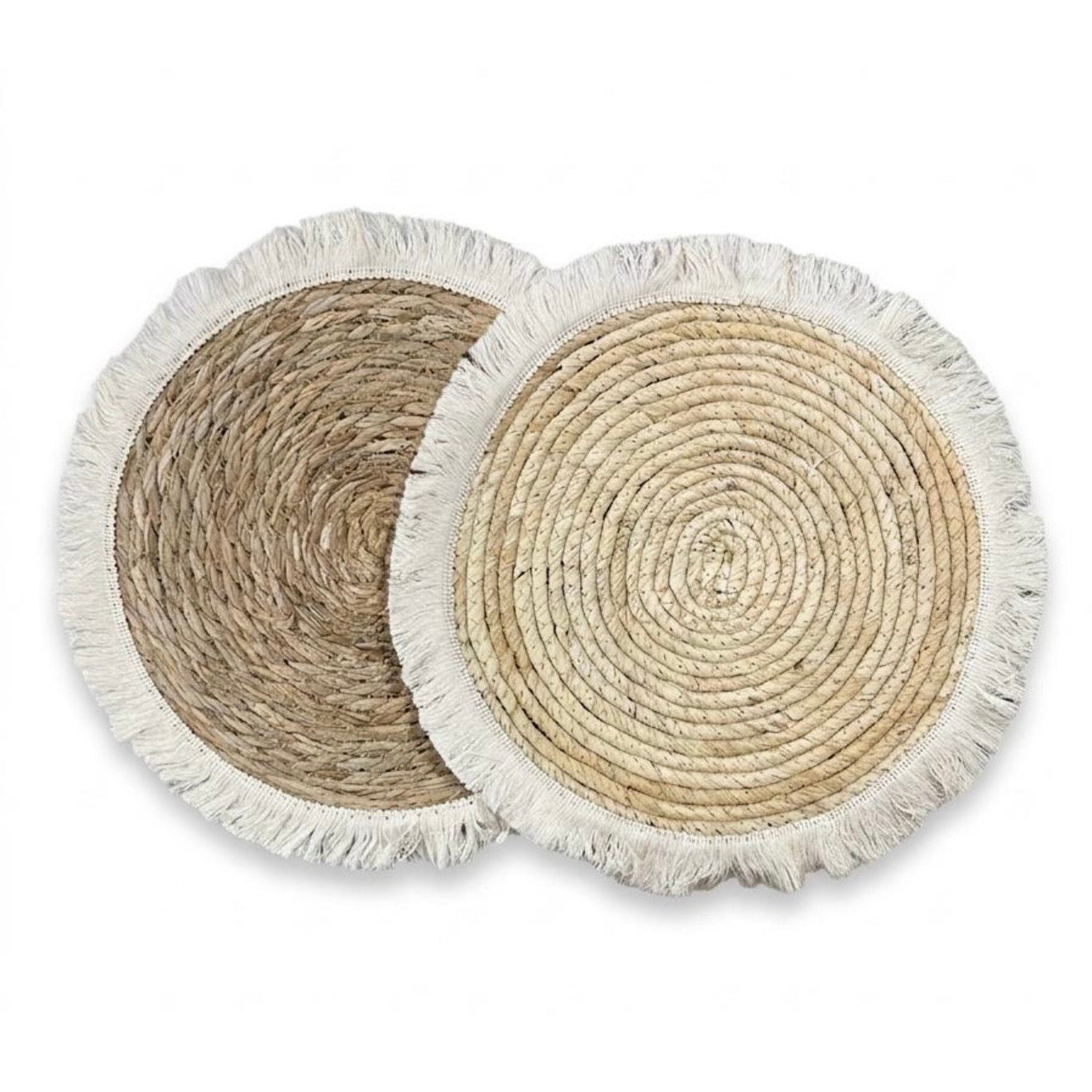 Round Jute Placemat with Cotton Fringe – 32 cm #JP3970