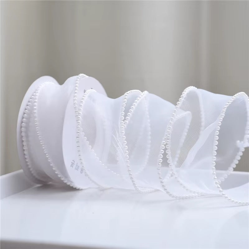 4cm x 4.5m - Pearl-Edge Decorative Ribbon #DR4068