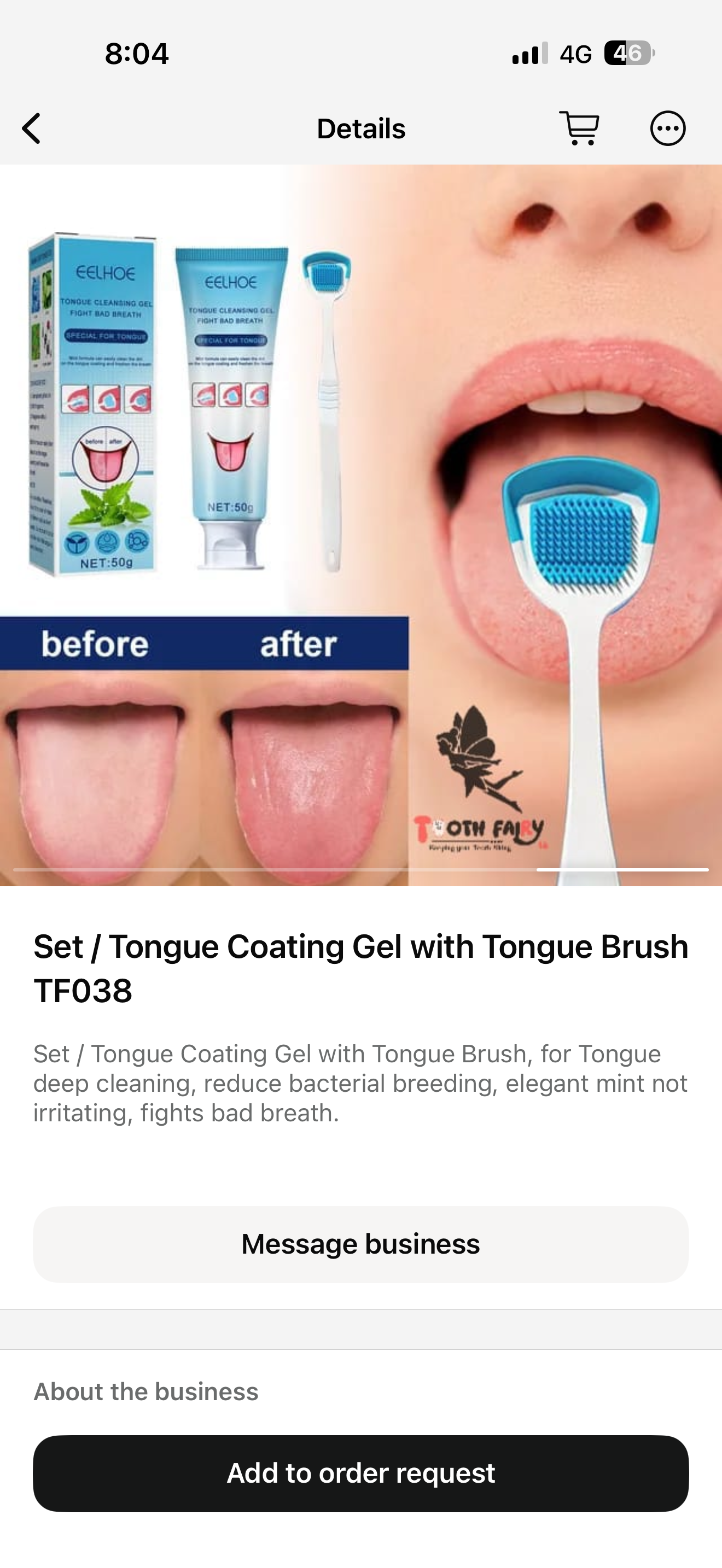 Set / Tongue Coating Gel with Tongue Brush #TF038
