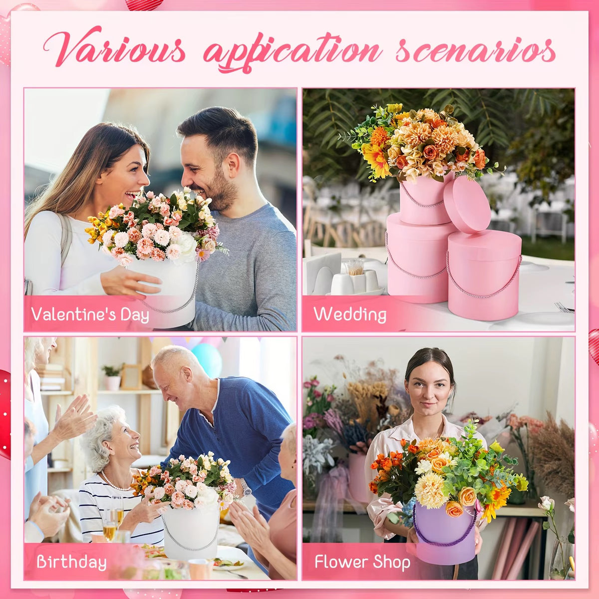 Round Flower Gift Box Set – 3 Pieces #GB4319