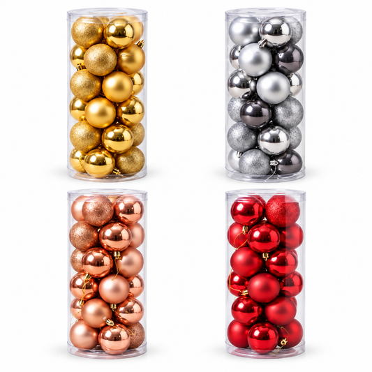 Christmas Baubles Set – 24 Pieces, 6cm #CD4507