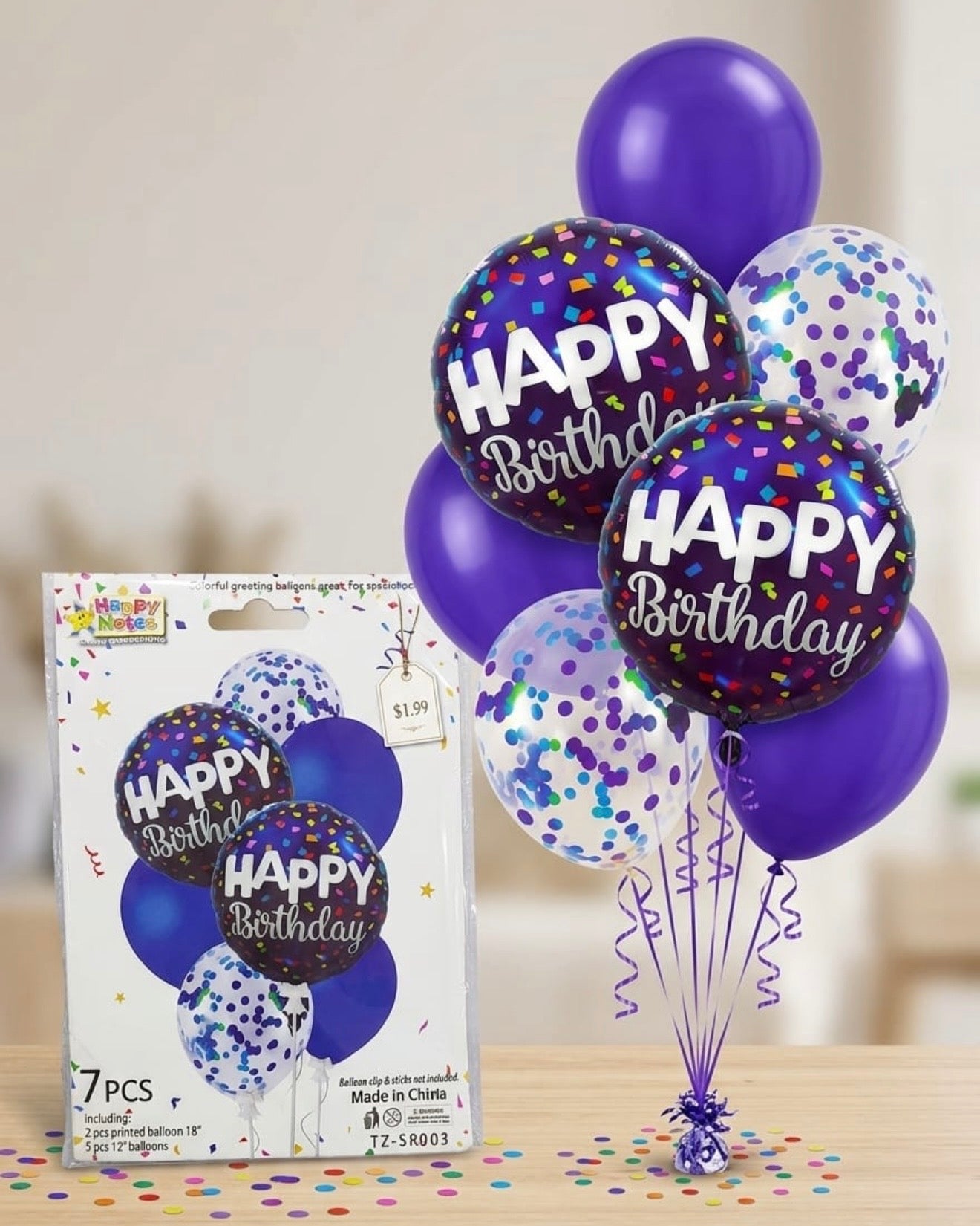 Happy Birthday Balloon Bouquet Set – Purple Theme #BS3207