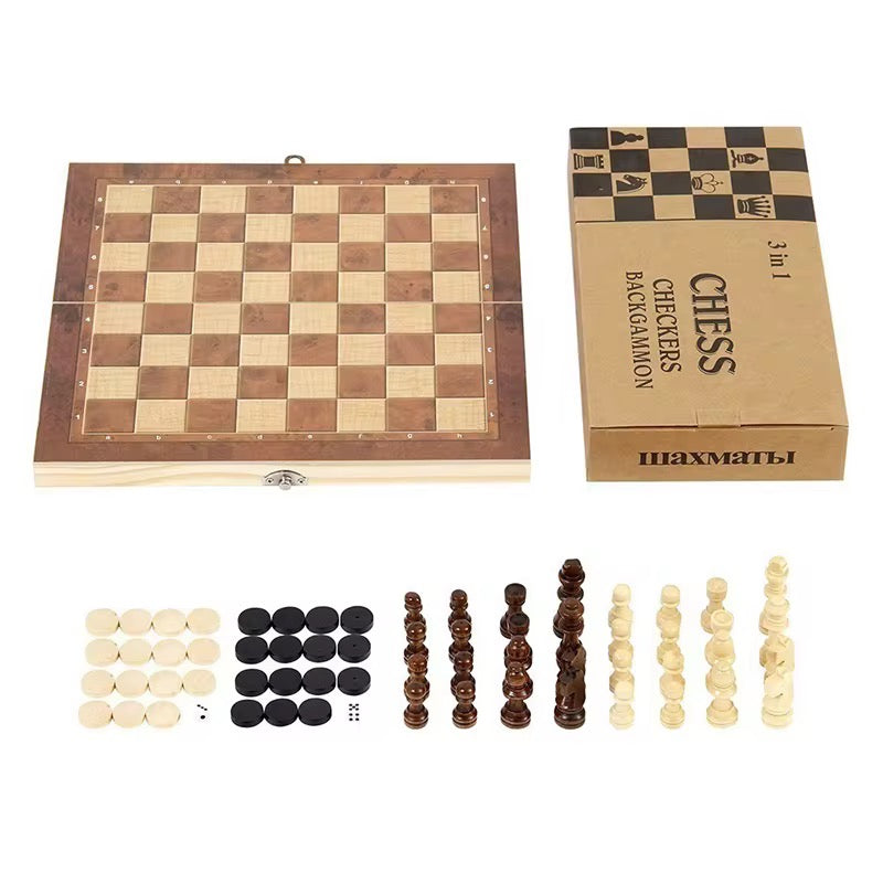 3 in 1 Checkers, Chess and Backgammon Set #BG2340