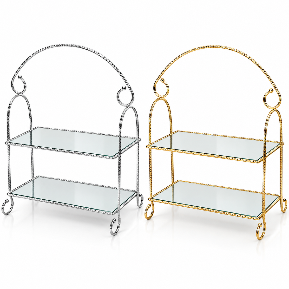2-Tier Mirrored Display Stand with Arch #DT4221