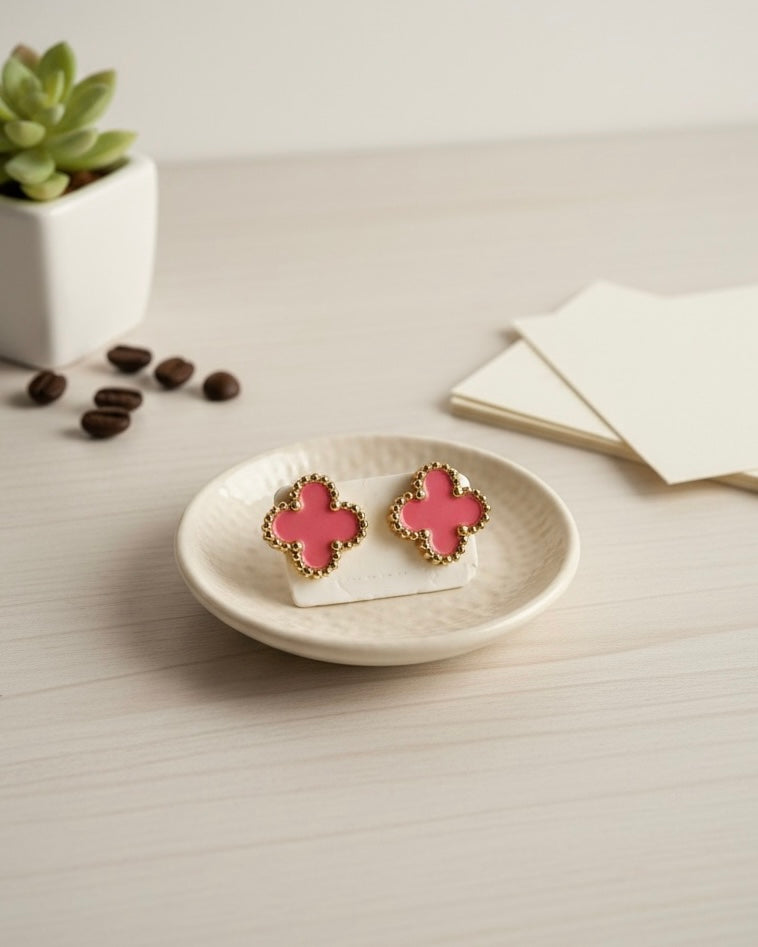 Blush Pink Clover Stud Earrings #SE3854