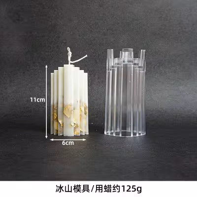 Stepped Pillar Candle Mold – Ice Mountain Textured DIY Candle Mold #SM2884