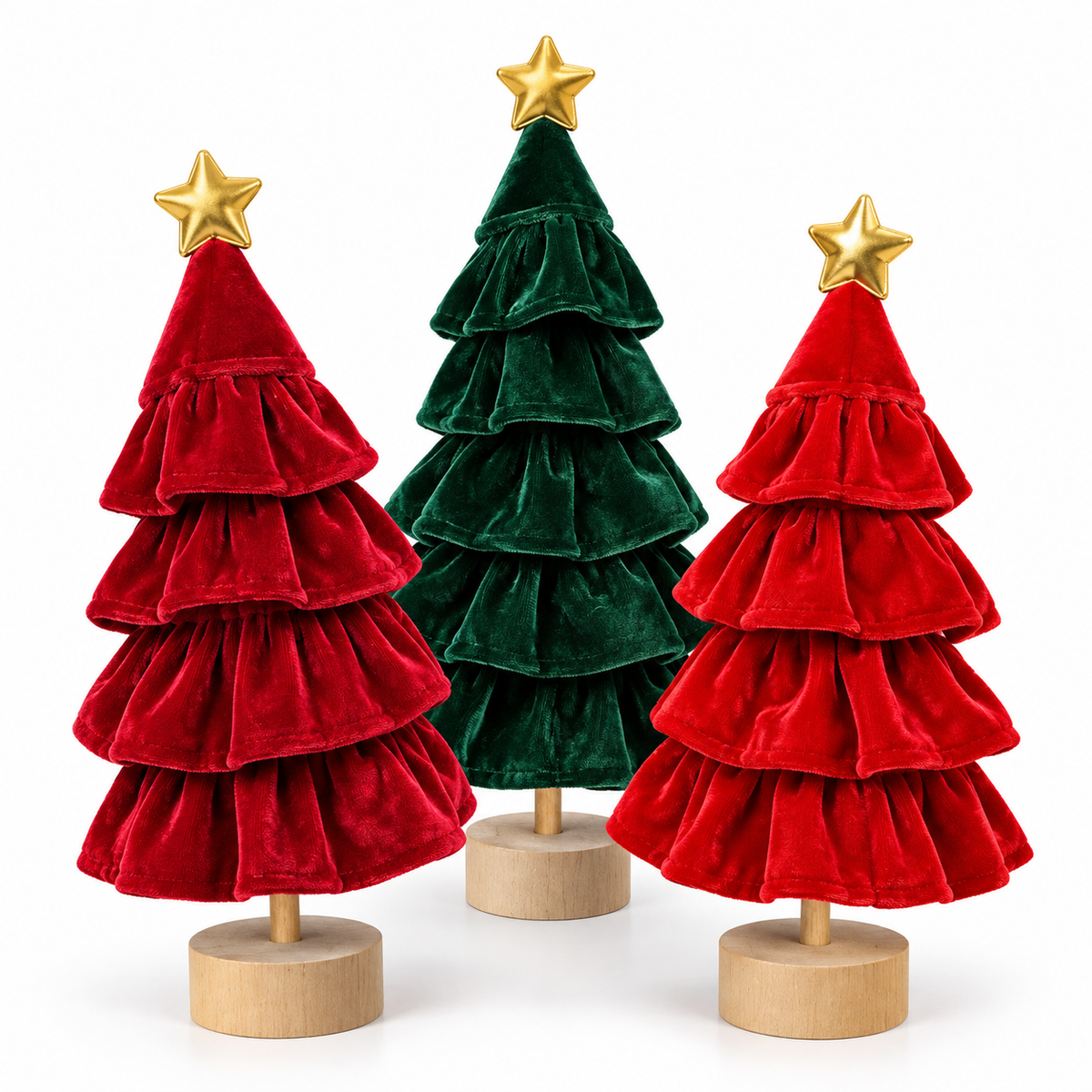 Velvet Christmas Tree Decoration with Gold Star #CB4417